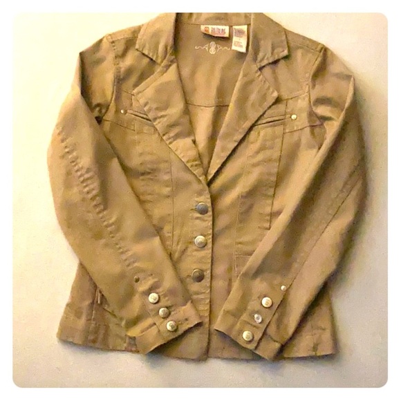 bill blass Jackets & Blazers - Tan Canvas Jacket, Size 8